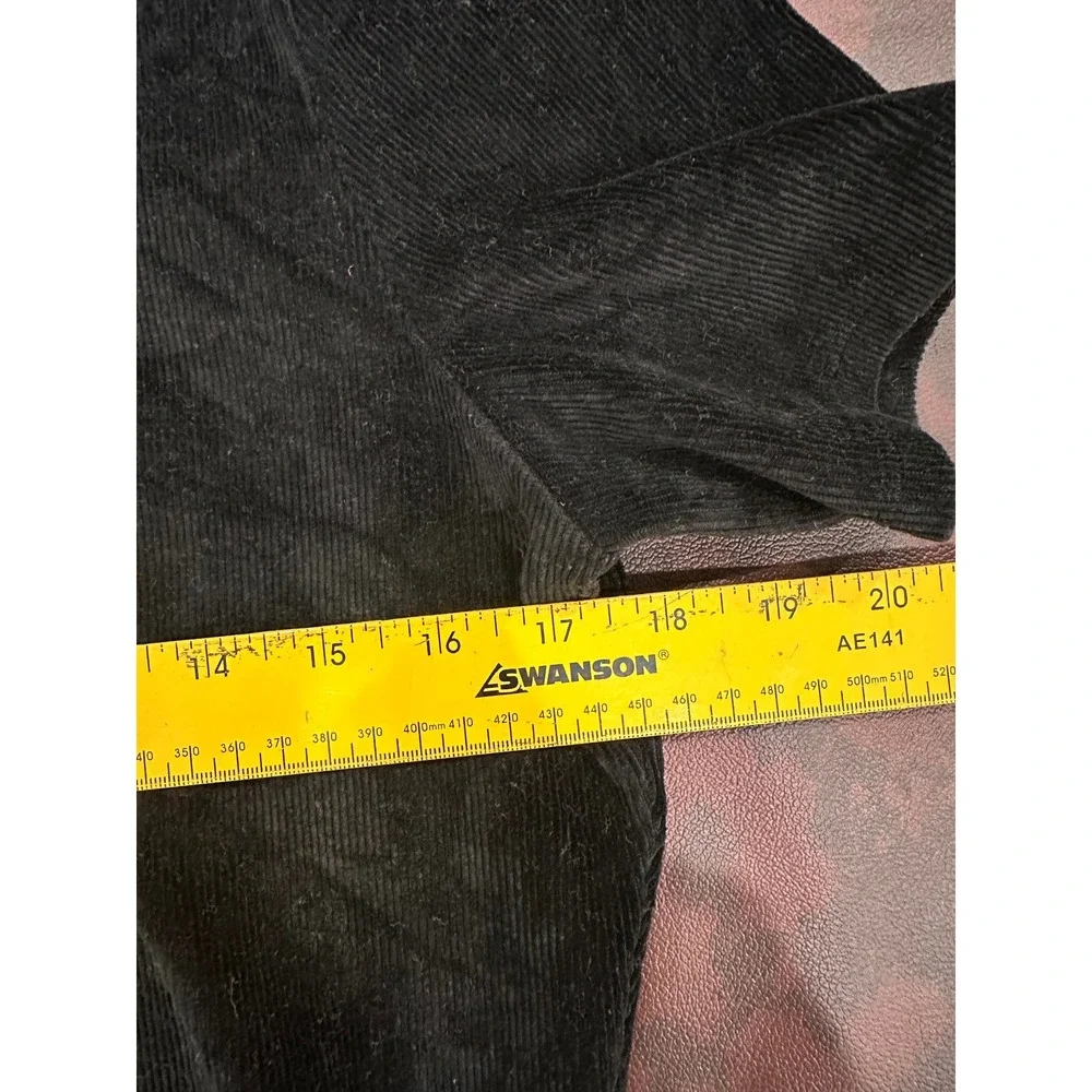 ALO YOGA Corduroy Quarter Zip Cropped Top Black Short Sleeve Size‎ L